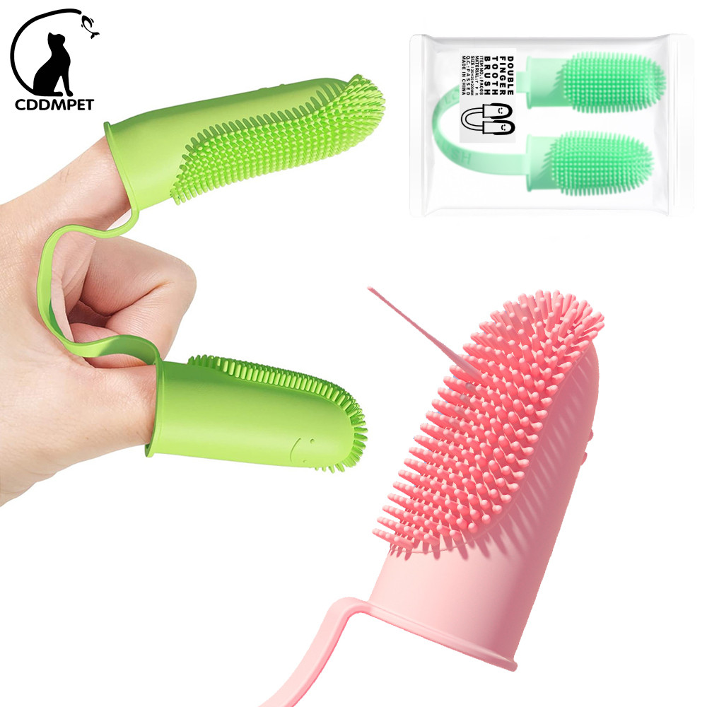 【CDDMPET】แปรงสีฟันสัตว์เลี้ยงแปรงสีฟันนิ้ว 135โอ ขนแปรงรอบทิศทางสําหรับสุนัขแมวทําความสะอาดฟัน
