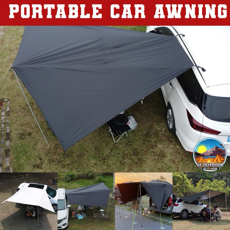 Portable Car awning 2X3 M ผ้าใบกันสาดด้านข้างรถยนต์  ออนนิ่ง เคลือบสีดำ ผ้าใบเต็นท์ข้างรถ