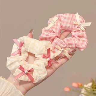 ยางรัดผมโทนสีชมพูน่ารักๆ ติดโบว์ พร้อมส่ง
