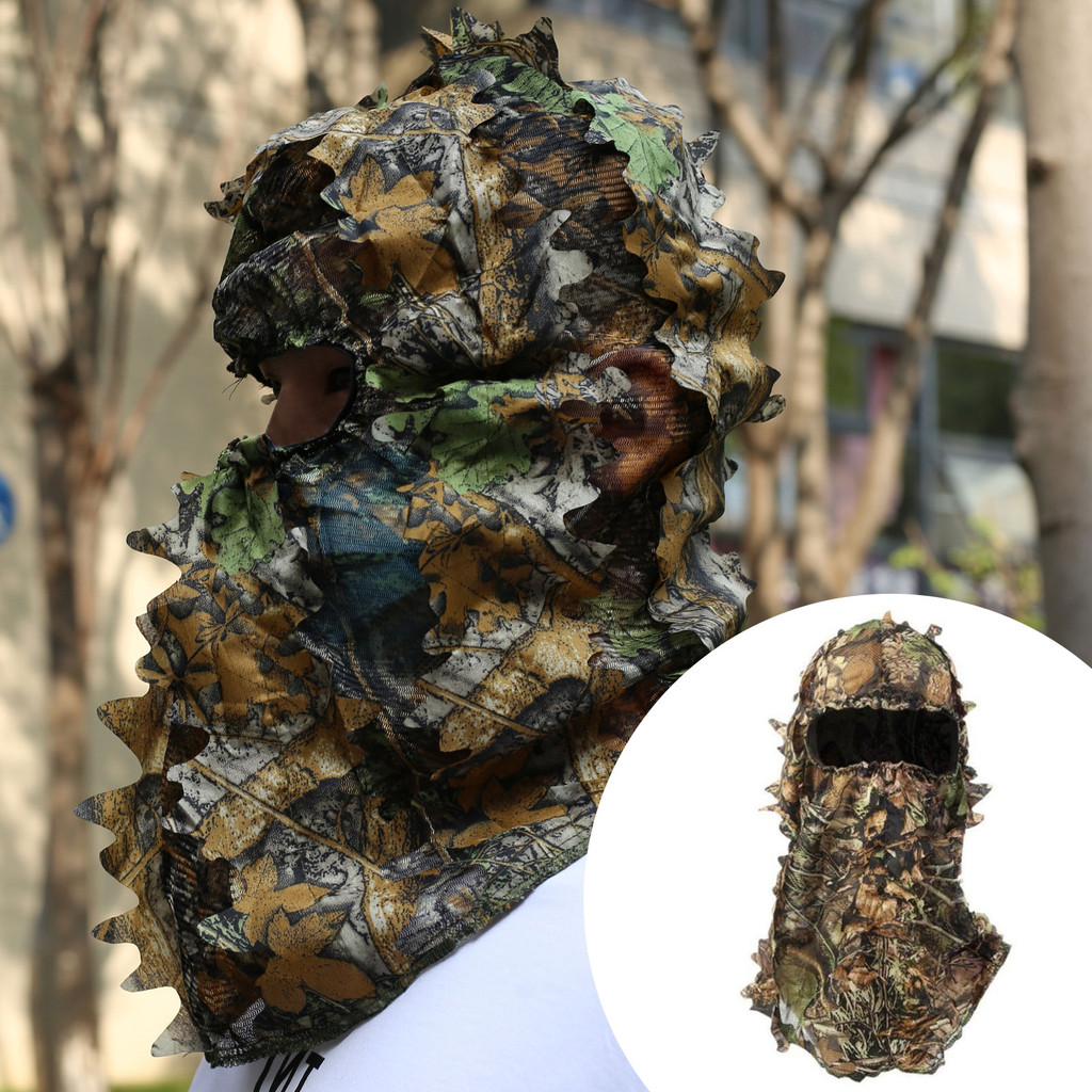 ข้อเสนอที่ดีที่สุด Ghillie 3D Full Face mask หมวกตุรกี ลายพราง Leaf ฮูด อุปกรณ์เสริม