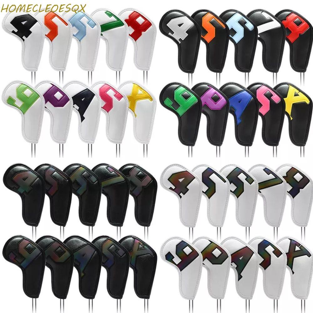 HOMECLEEOESQX Golf Iron Covers Golfer Gift 10 ชิ้นกันฝุ่น PU หนัง Gradients High-end Golf Wedge Cover