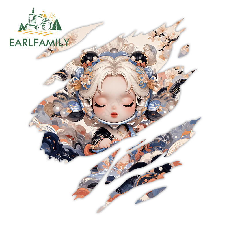 EARLFAMILY Skullpanda City of Night สติกเกอร์รถการ์ตูนฉีกขาดแฟชั่น Scratch-Proof ไฟฟ้า-จักรยานกระเป๋าเดินทาง DIY Decal บุคลิกภาพกันน้ํากราฟิก