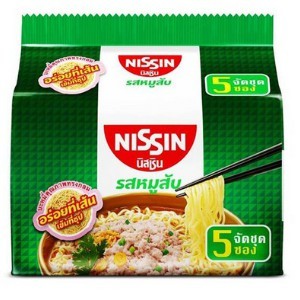 นิสชินบะหมี่ซอง ต้มยำกุ้งแซ่บ,หมูมะนาว,หมูสับ,แซ่บเล้ง แพค5ซอง