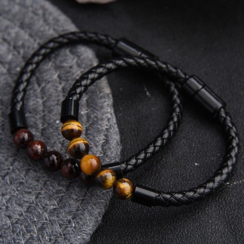 เครื่องประดับ สร้อยข้อมือสแตนเลส ประดับลูกปัดหิน เหมาะกับของขวัญ สไตล์ยุโรป และอเมริกา สําหรับผู้ชาย และผู้หญิง
