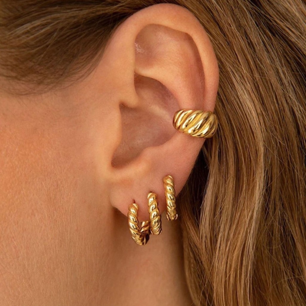 URPALS  ต่างหูห่วง Stainless ชุบทอง 18K งานพรีเมี่ยม ฮอตมาก