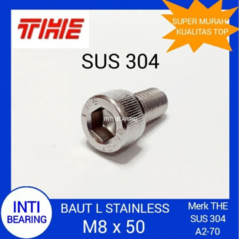 STAINLESS L-BOLT M8x60 M8x50 M8x45 THE BRAND M8 x 60 M8 x 50 M8 x 45 SS SUS 304 HEX SOCKET HEAD CAP 