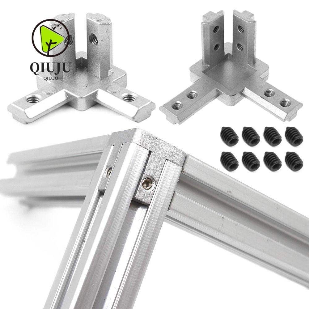 QIJU End Corner Silver Aluminium Extrusion Profile 2020 3030 4040 Series Slot 3-Way