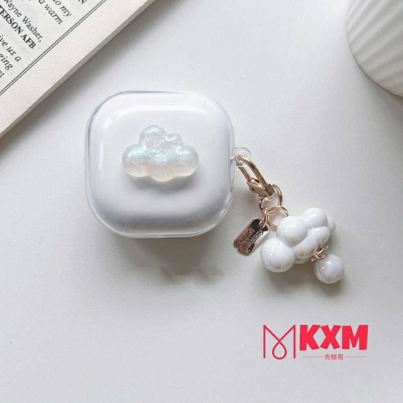 QC03T6B QCY T13 ANC case / T13 / T13X / T8 / T17 / HT05 Ins 3D Clouds Transparent Luxury with cloud 