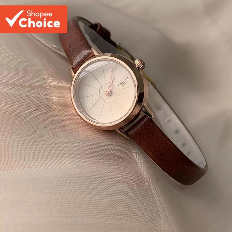 นาฬิกาข้อมือผู้หญิงเกาหลี Sleek: Small Dial & สายหนังสวยหรูสําหรับ Elegance ทุกวัน