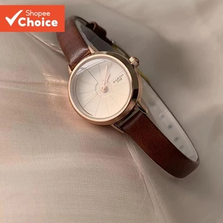 นาฬิกาข้อมือผู้หญิงเกาหลี Sleek: Small Dial & สายหนังสวยหรูสําหรับ Elegance ทุกวัน