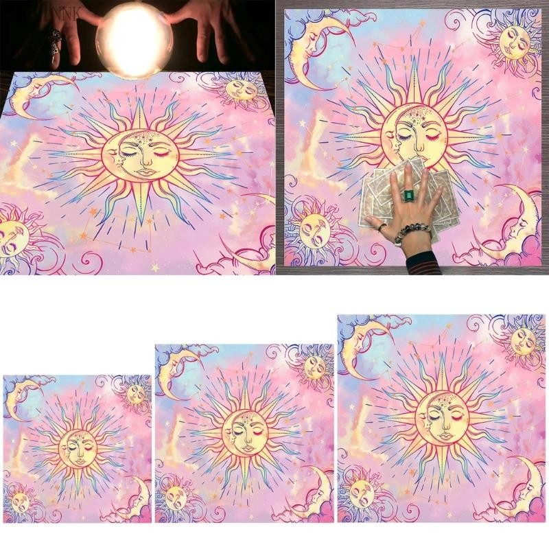 VIKK สีสัน Tarot ตารางผ้าศักดิ์สิทธิ์ผ้าปูโต๊ะไพ่ทาโรต์ Moon ผ้าปูโต๊ะสําหรับ Spiritual Practice งานแต่งงาน Party Decor