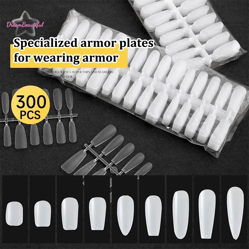 <DBFl-t> 300 ชิ้น/ถุงเล็บปลอมเคล็ดลับ Matte Coverage โปร่งใสเล็บปลอมเคล็ดลับเจล Extension Diy ฝึกเล็บเครื่องมือใหม่