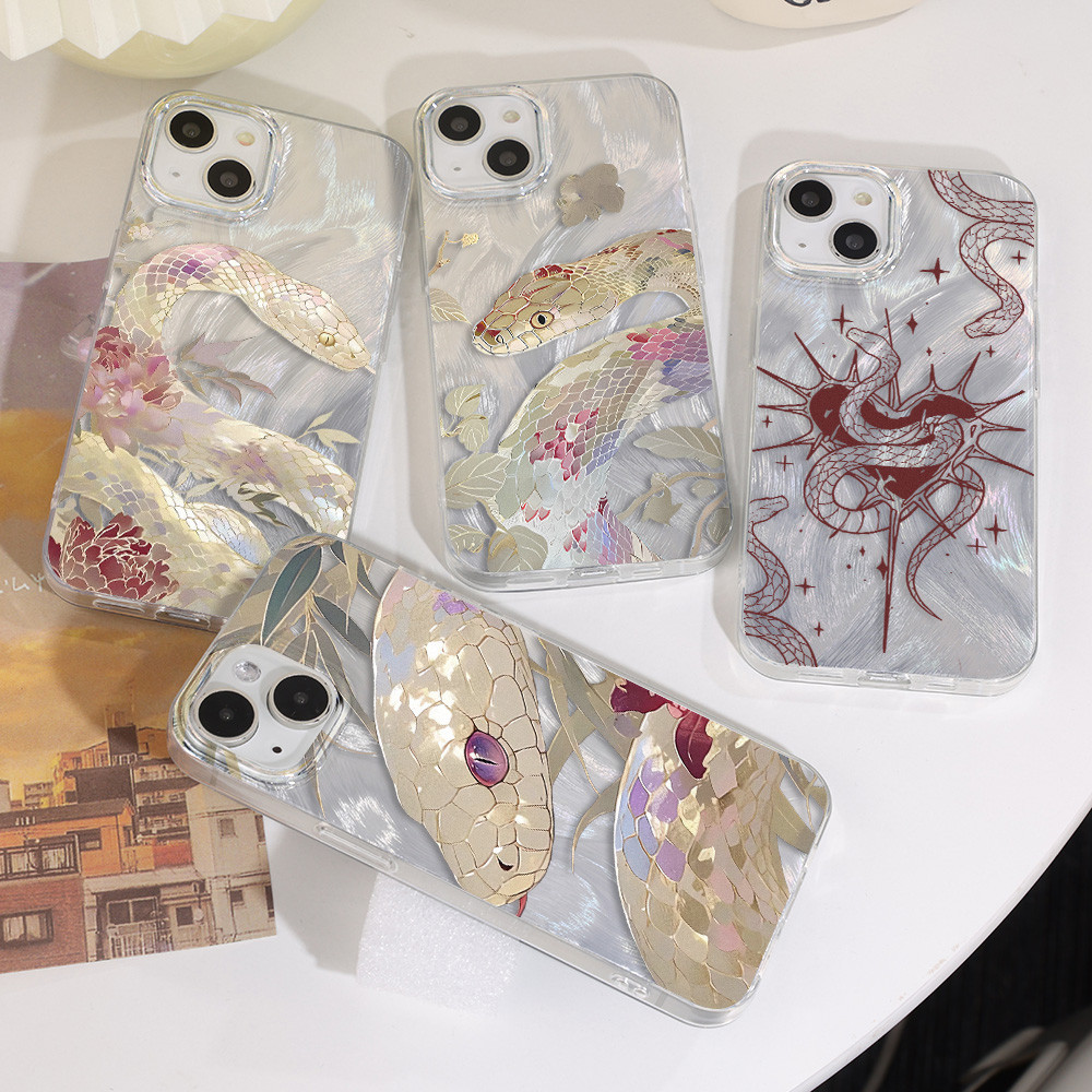 เคสกันกระแทก INS สำหรับ iPhone 11 18 13 17 16 15 Pro Max สำหรับ iPhone 11 15 12 14 Plus เคสโทรศัพท์มือถือกันกระแทกลายงู