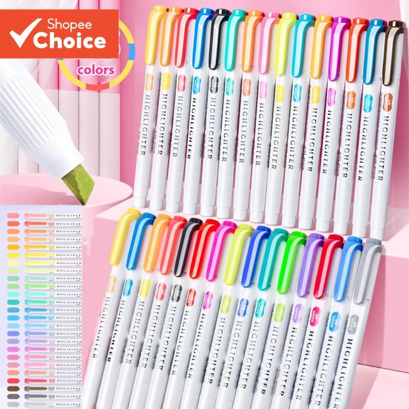 ระบบ Panchromatic 25 ชิ้น Double-headed Highlighter Soft Candy Color Markers Highlighter Set