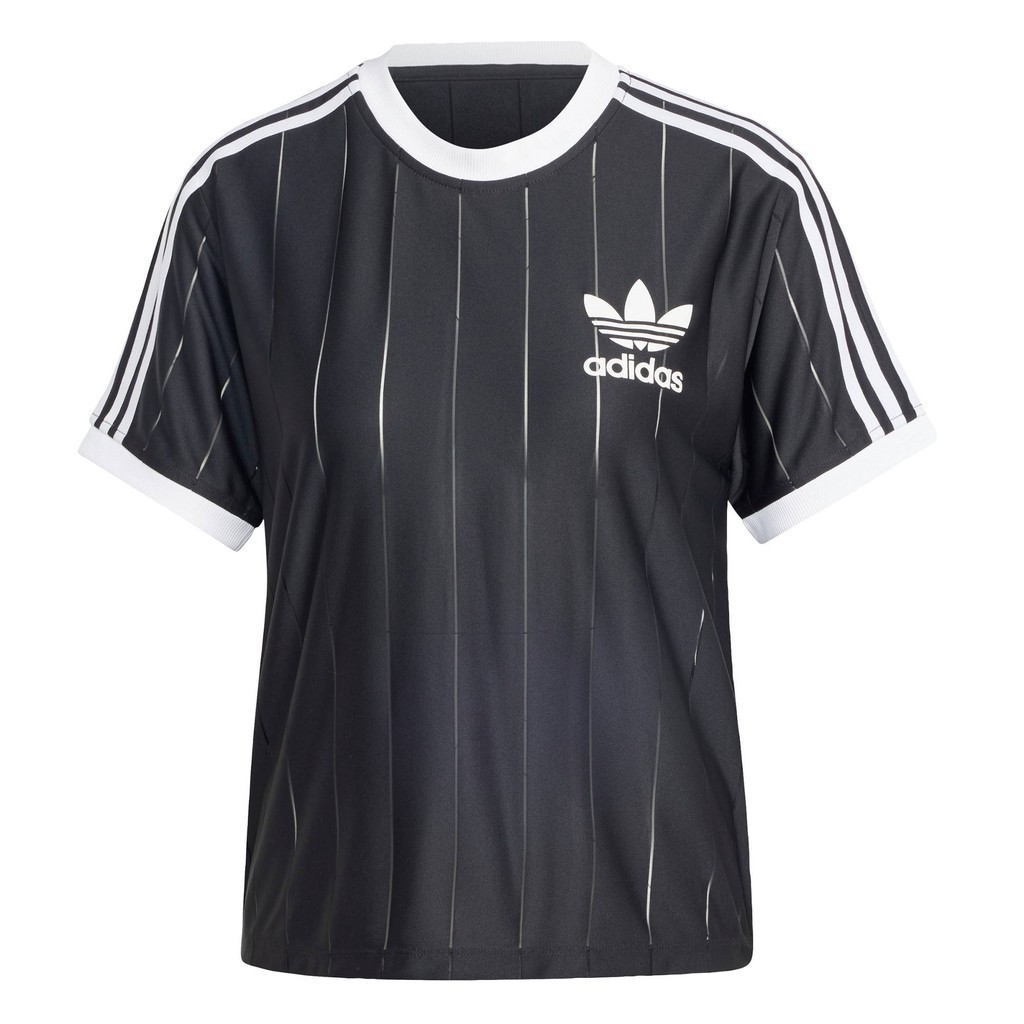 adidas Lifestyle Adicolor 3-Stripes Pinstripe Tee Women Black IX5505 ราคา ถูกที่สุด ดีลบีเคเค