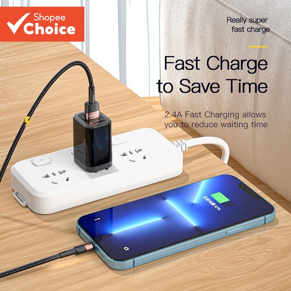 Essager สายชาร์จ USB 2.4A สําหรับ iP 12 11 Pro Max X 8 Plus iP 6S SE