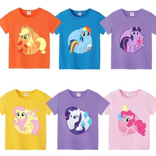 เสื้อท็อปสีพิมพ์ลายการ์ตูน My Little Pony สําหรับเด็กดูดซับเ…