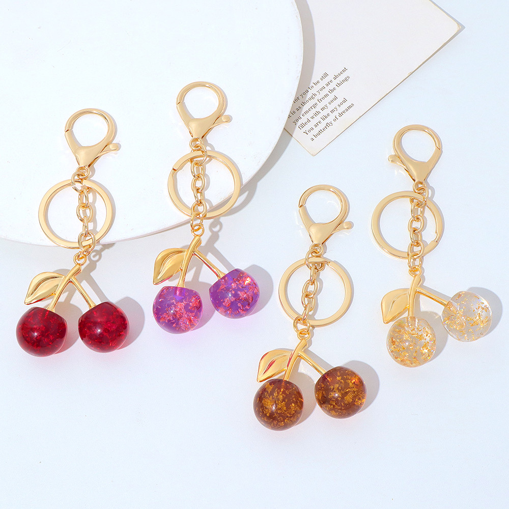 อินเทรนด์บิ๊กเชอร์รี่พวงกุญแจน่ารักใสผลไม้พวงกุญแจกระเป๋าถือจี้ของขวัญพรรคของที่ระลึก