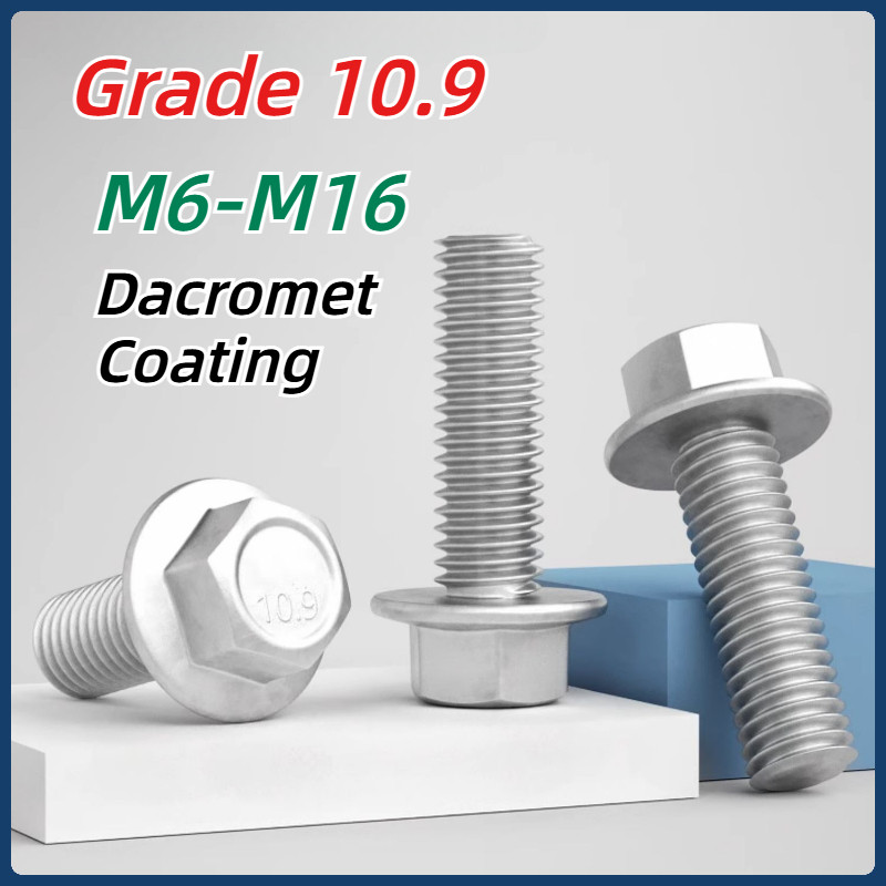 [MX] สลักเกลียวหน้าแปลนหกเหลี่ยมภายนอก Class 10.9 (การรักษา Daclo) M6-M16 หกเหลี่ยมภายนอกพร้อมสกรูปะเก็น สกรูรถยนต์