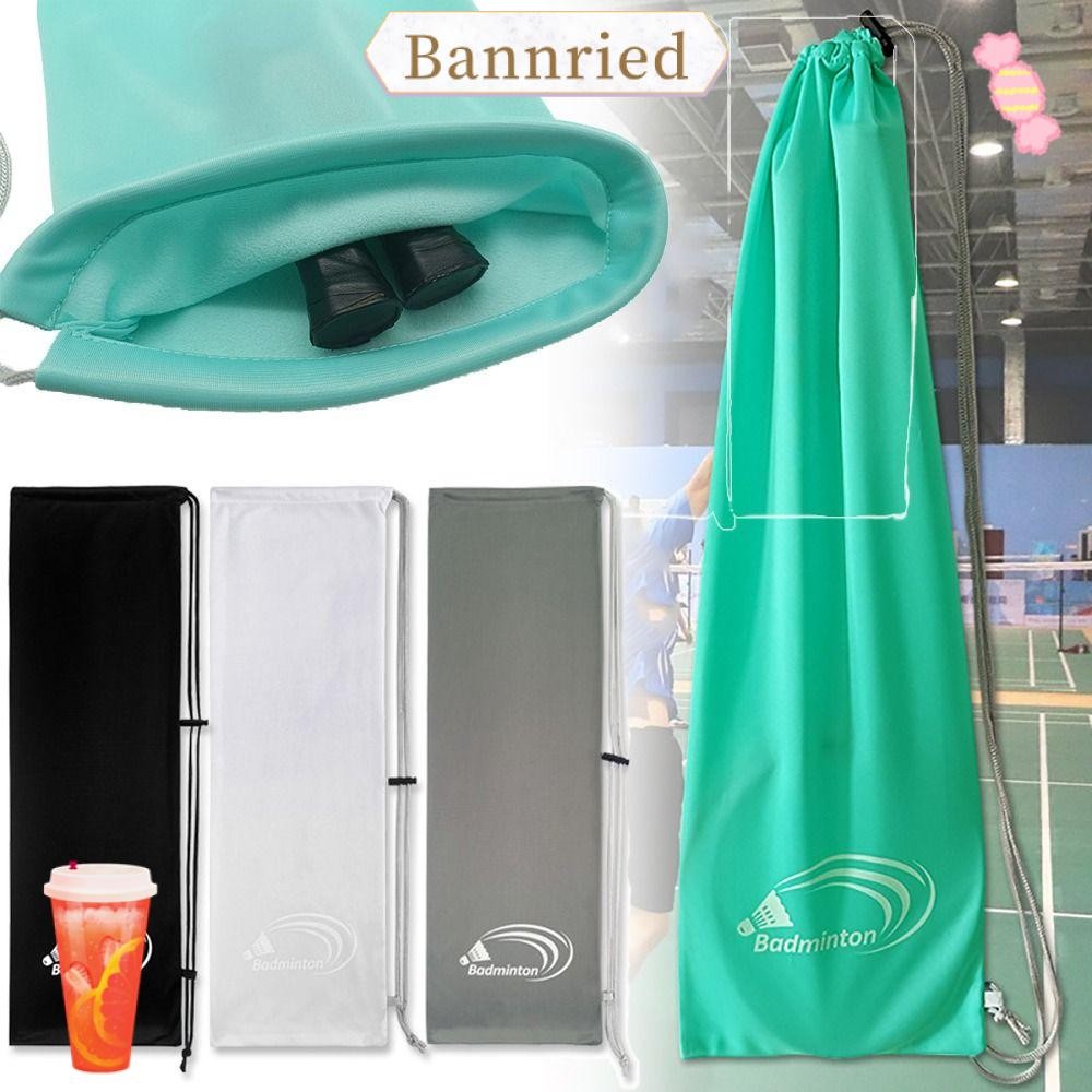 BANNRIEDSG กระเป๋าไม้แบดมินตัน ความจุขนาดใหญ่ ทนต่อการสึกหรอสีดํา Drawstring Pocket