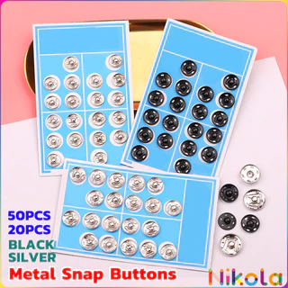Nikola กระดุมเเป๊กแบบโลหะ สีเงิน และ สีดำ (20 คู่ 50คู่) คุณภาพดี ไม่เป็นสนิม Metal Snap
