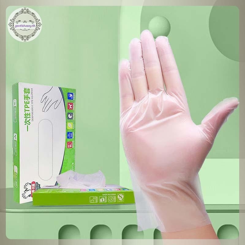 GG 100 ชิ้น/กล่อง Latex ฟรีถุงมือ TPE ถุงมือแบบใช้แล้วทิ้งโปร่งใสลื่นกรดทํางานความปลอดภัยเกรดอาหารถุงมือทําความสะอาดในครัวเรือน TH