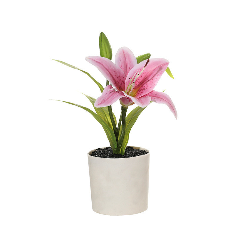 บอนไซดอกลิลลี่ประดิษฐ์ 25cm กงานกระถางเครื่องประดับตกแต่งสวน ของตกแต่งบ้าน - รูปที่ 6