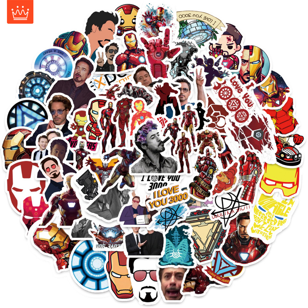 J· ชุดสติ๊กเกอร์ Iron Man ชุดสติ๊กเกอร์กราฟิตี้กันน้ำลายการ์ตูน, 80 แผ่น/ชุด