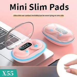 X55 ชุดหูฟังนอนหลับบลูทูธไร้สายคุณภาพเสียงสเตอริโอเคสชาร์จโปร่งใสกึ่งบางเฉียบจอแสดงผลดิจิตอลอัจฉริยะ