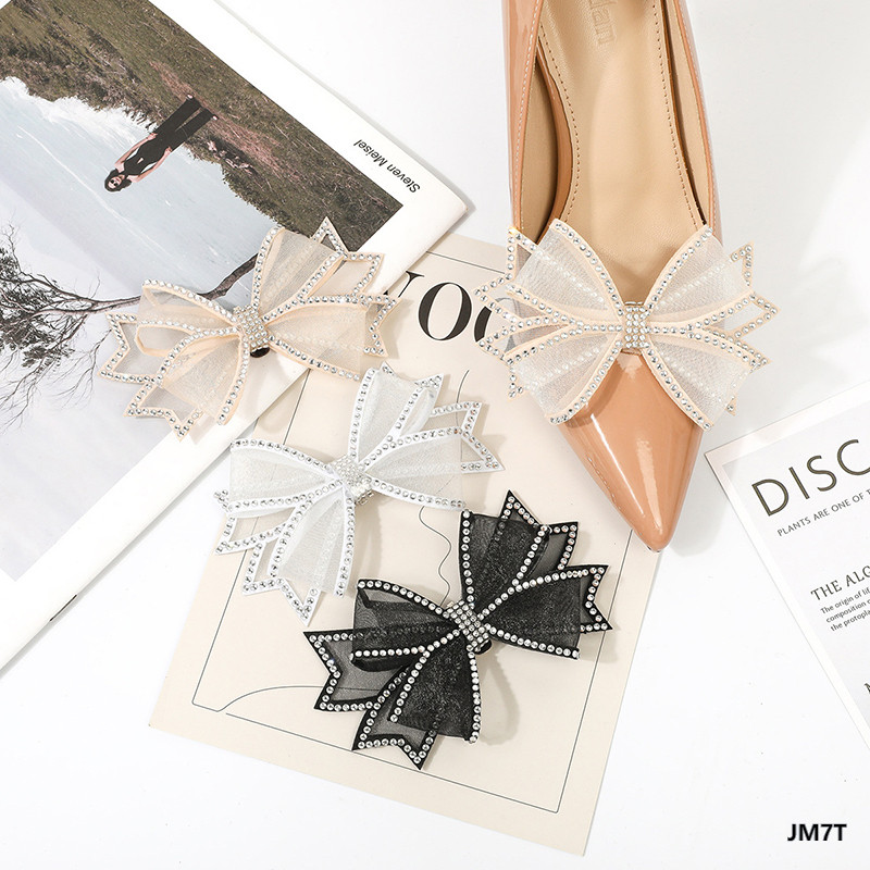 JM7T-1pc ผู้หญิง PX666-20 รองเท้าส้นสูงที่ถอดออกได้ Big Bow รองเท้าแฟชั่นโบว์ตกแต่งสําหรับ Leisure