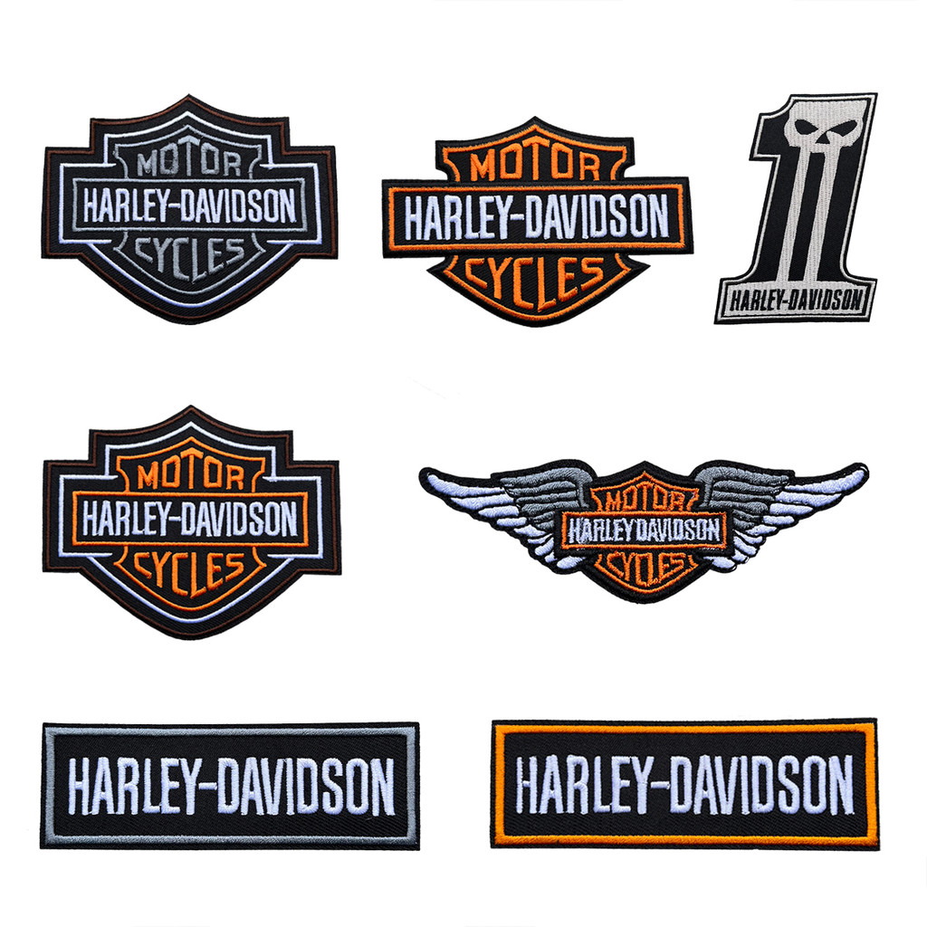 โลโก้ที่กําหนดเองฮาร์เลย์เย็บปักถักร้อยแพทช์ผู้ขับขี่รถจักรยานยนต์ นักขี่จักรยาน เสื้อผ้าหมวก ตีนตุ๊กแก ป้ายสติกเกอร์