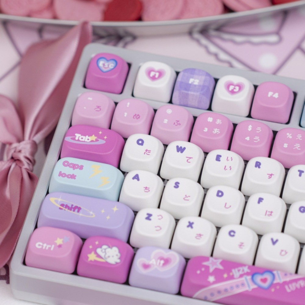 Millennial Girl Keycaps MOA โปรไฟล์ 144 คีย์ PBT Dye Sublimation รอบ Keycaps Wooting60 MAD60 Aula F7
