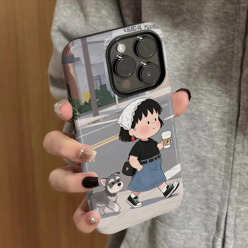 เคสโทรศัพท์ลูกชิ้นเดินสุนัข 2-in-1 เข้ากันได้กับ iPhone 15 Pro Max, Apple 16 14 Plus 11/12/13 Pro Max, เคสป้องกันกันกระแทกใหม่