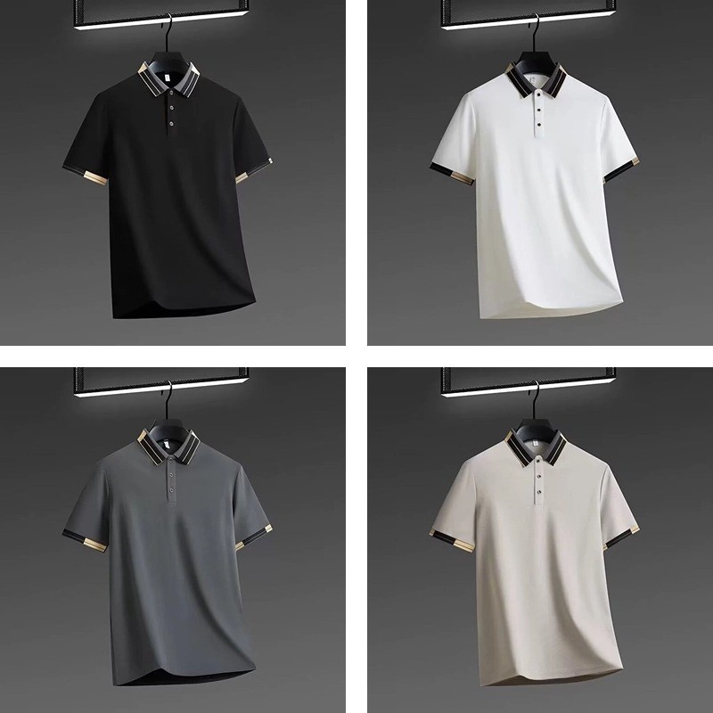 EHeach  ผู้ชายฤดูร้อนใหม่ฝ้ายเสื้อโปโลจะสะดวกสบายและน้ำหนักเบาเหมาะสำหรับโอกาสทางธุร