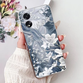 สําหรับ OPPO A18 A38 CPH2579 CPH2591 2025 Elegant Floral Cat เคสโทรศัพท์ OppoA18 A38 4G ซิลิโคนนุ่ม TPU กรณี