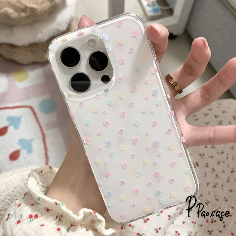 แฟชั่น ดาวสีโดพามีน ปกพลาสติกใส กรณี เข้ากันได้กับ IPhone 11 14 16 15 13 12 Pro Max XS X XR Max 16 7 8 Plus SE 2020