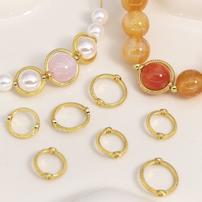 10ชิ้น/แพ็คสีการเก็บรักษา18พันโลหะผสมสีการเก็บรักษาลูกไม้ลูกปัดแฟชั่นลูกปัดแหวนหลุมคู่ลูกปัดแหวนมือลูกปัด ทําเอง สร้อยข้อมือสร้อยคออุปกร