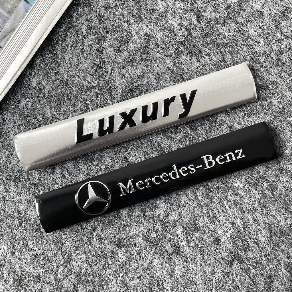 Benz Luxury 3D สติ๊กเกอร์ รถ ตกแต่งรถ รถไฟฟ้า พวงมาลัย รถไฟฟ้า อลูมิเนียม เทปกันรอย Logo Mercedes