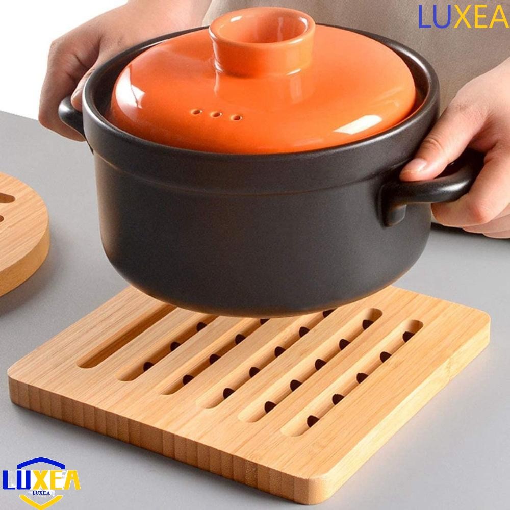 Luxea หม้อ Trivet ทนความร้อนลื่นไม้ไผ่ห้องครัว Hollow ฉนวนกันความร้อน Mat