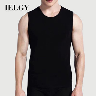 IELGY ฤดูร้อนผู้ชายไหล่กว้างรอบคอเสื้อกั๊กระบายอากาศผอมกีฬาฟ…