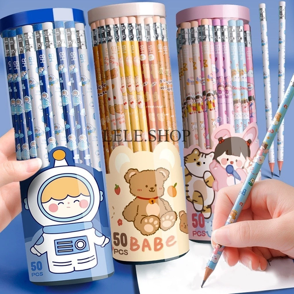 ดินสอไม้ ลายน่ารัก อุปกรณ์การเรียน เครื่องเขียน HB pencil ดินสอไม้ ดินสอหัวยางลบ เครื่องเขียนเด็ก