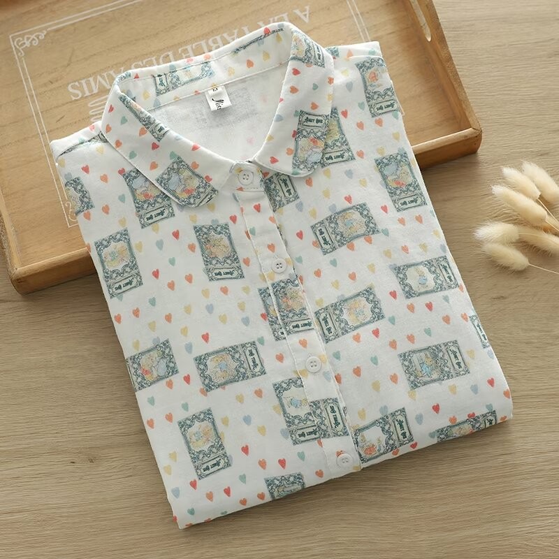 100%ผ้าฝ้ายเสื้อสุภาพสตรีเห็ดสดพิมพ์สองชั้นเส้นด้ายฝ้ายเสื รูปที่ 8