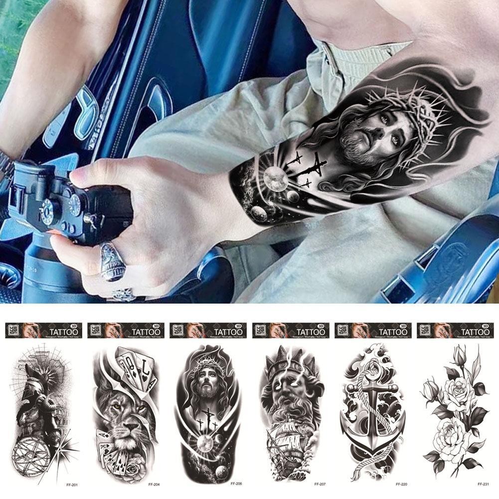 Big Arm Sleeve Tattoo Sticker กันน้ําชั่วคราว Body Sticker Creative Art Z5J4 Tattoo P7C0