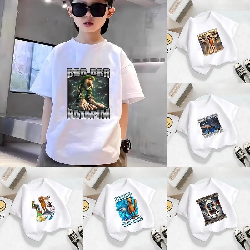 Italian Brianrot เสื้อยืดพิมพ์ลาย สุดน่ารักสำหรับเด็ก เด็กชาย เด็กหญิง เสื้อยืด ดีไซน์เก๋ๆ  tung tun