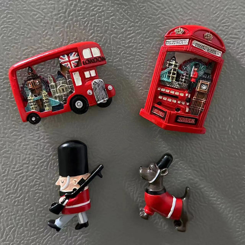 คุณภาพสูงอังกฤษน่ารักตู้เย็นแม่เหล็กสามมิติทหารอังกฤษโทรศัพท์ ติ้ง สุนัขอังกฤษเดินทางคอลเลกชันของขวัญรี