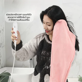 ผ้าคลุมผมแห้งไว ผ้าเช็ดผมนาโน การดูดซับน้ำที่ดีผ้าฝ้ายปุ่มที่มีปุ่มสะดวกและรวดเร็ว