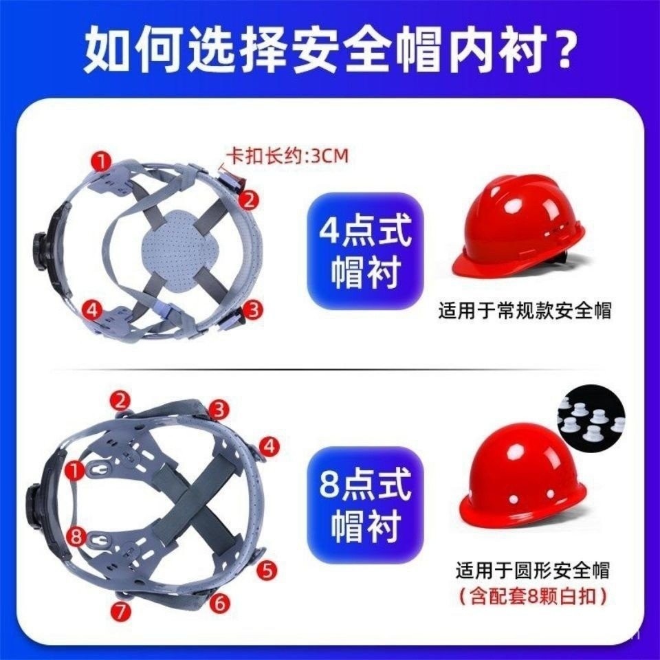 แผ่นรองหมวกกันน็อคแบบถอดได้ สี่จุด อุปกรณ์ดูดซับเหงื่อสากล หมวกกันน็อคไซต์งาน ไฟเบอร์กลาส หมุนได้ ทนทาน WZAS - รูปที่ 2