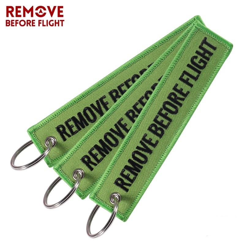 รถจักรยานยนต์ภาษาอังกฤษปัก REMOVE BEFORE FLIGHT พวงกุญแจจี้