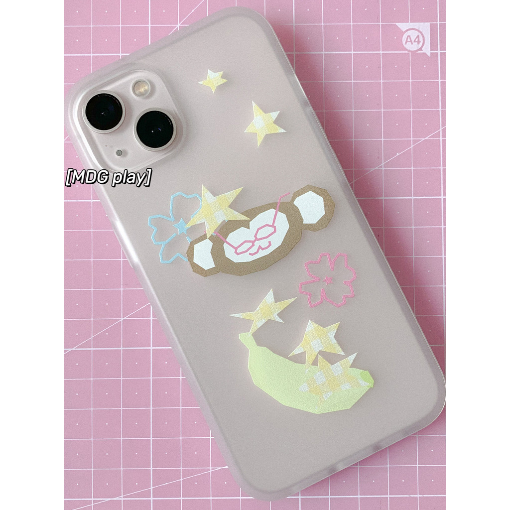 แอปเปิ้ลสไตล์เกาหลี อิน ซอก ออกแบบน่ารักการ์ตูนมือวาดลิงดาวกล้วยภาพประกอบเคลือบใสสีขาวกรณีโทรศัพท์16โปรแม็กซ์/15มือโปร/14/13/12/11นุ่มกรณีป้องก - รูปที่ 5