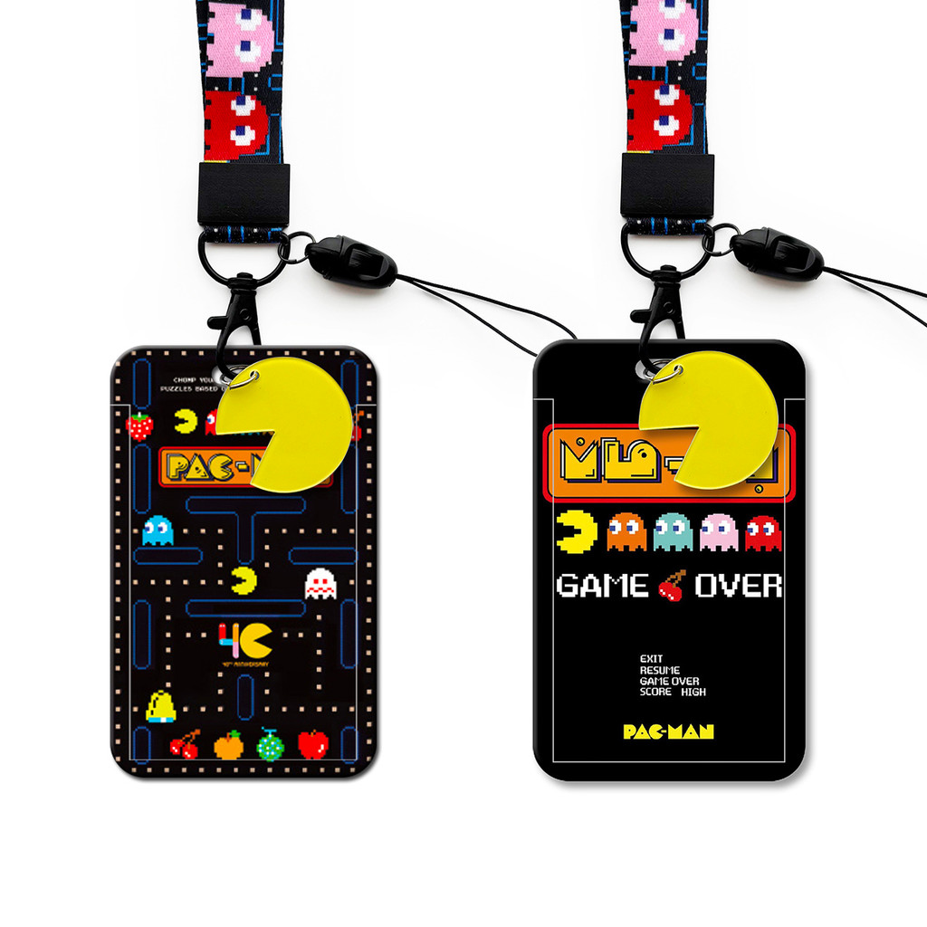 Y&P| สายคล้องคอ Pac-Man วิดีโอเกม ผู้ถือบัตรนักเรียน ป้องกันการสูญเสีย สายคล้องคอโทรศัพท์มือถือ, LN0